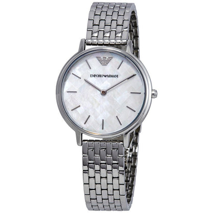 Emporio Armani Mother Of Pearl Dial Silver Steel Strap Watch For Women Ar11112