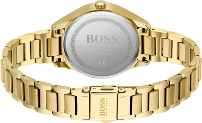 Hugo Boss Womens 1502584 Grand Course Quartz Gold Tone Stainless Steel Watch