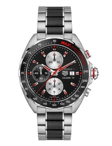 Tag Heuer Formula 1 Chronograph 43mm Automatic Mens Watch Stainless Steel With Black Dial Red Accents