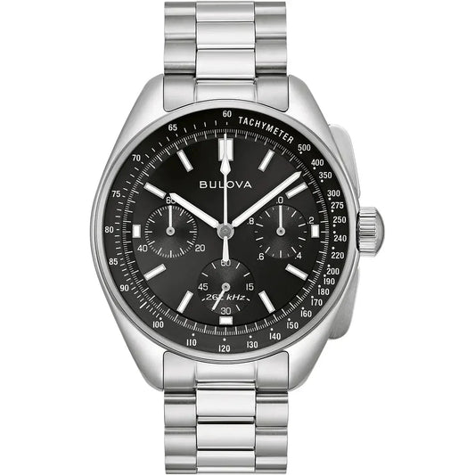 Bulova Lunar Pilot Chrono Mens Silver Watch 96k111