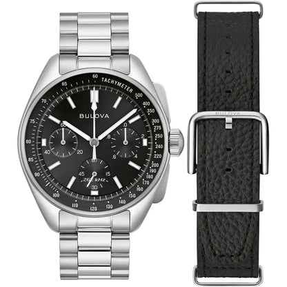 Bulova Lunar Pilot Chrono Mens Silver Watch 96k111