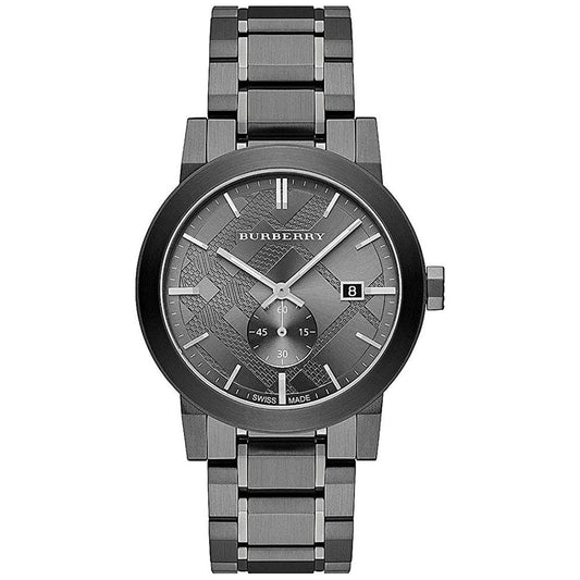 Mens Gunmetal Grey Stainless Steel Chronograph Burberry Watch Bu9902