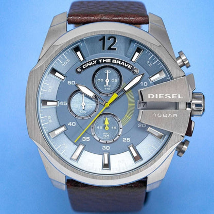 Diesel Dz4281 Men S Chronograph Mega Chief Blue Brown Watch