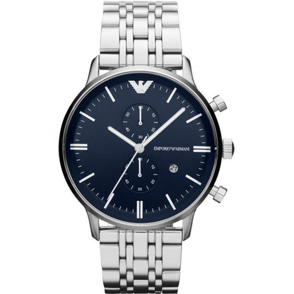 Emporio Armani Ar80013 Men S Blue Dial Silver Watch