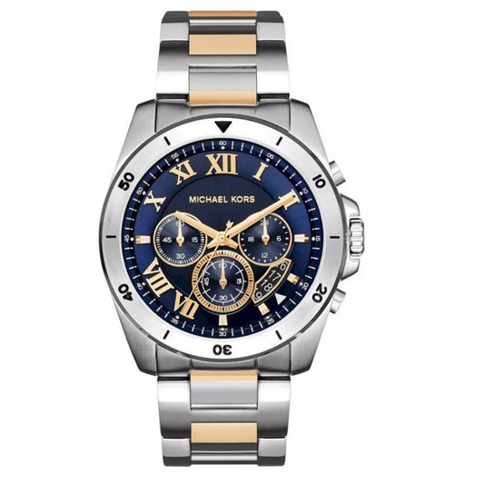 Michael Kors Mk8437 Men S Brecken Chronograph Two Tone Blue Watch