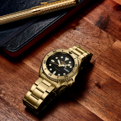 Gent'S Yellow Seiko 5 Divers Watch New Srpk18