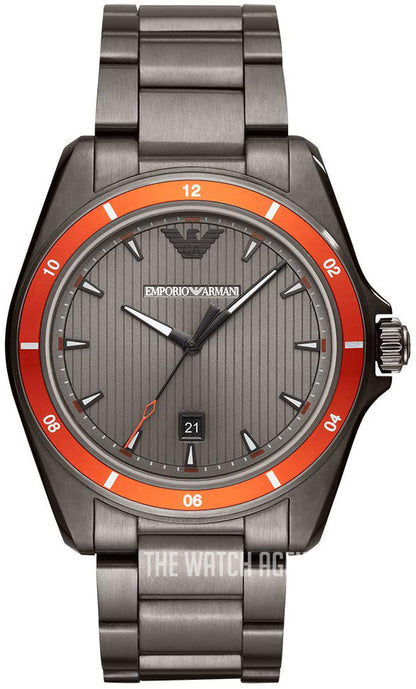 Emporio Armani Sigma Quartz Grey Dial Grey Steel Strap Watch For Men Ar11178
