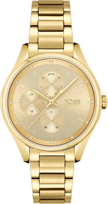 Hugo Boss Womens 1502584 Grand Course Quartz Gold Tone Stainless Steel Watch