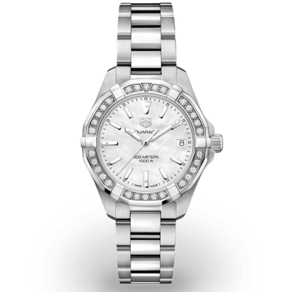 Tag Heuer Aquaracer Diamonds Mother Of Pearl Dial Silver Steel Strap Watch For Women Wbd1313 Ba0740