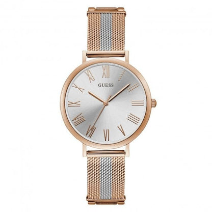 Guess Watches Guess Ladies Rose Gold Two Tone Mesh Bracelet Watch W1155l4