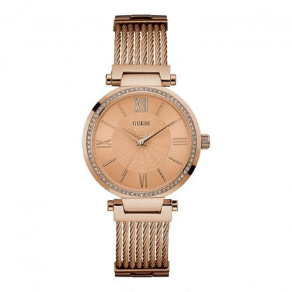 Guess Watches Guess Ladies Rose Gold Watch Wire Bracelet W0638l4