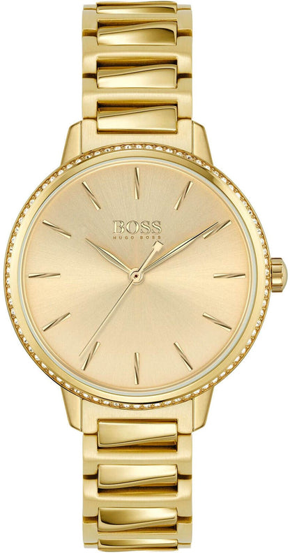 Hugo Boss Womens 1502541 Signature Gold Tone Stainless Steel Watch