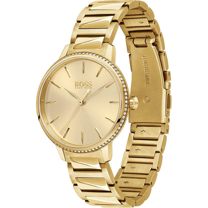 Hugo Boss Womens 1502541 Signature Gold Tone Stainless Steel Watch