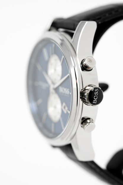 Hugo Boss Men S Watch Chronograph Blue Jet Leather Hb1513283