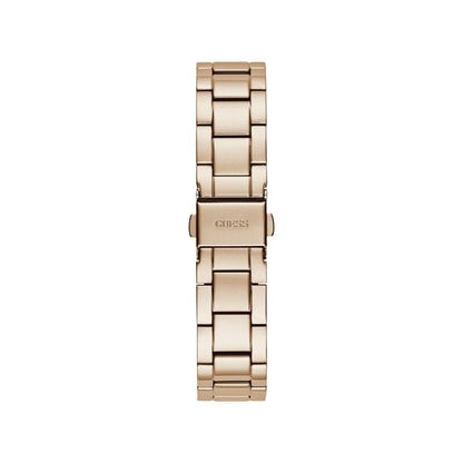 Guess Watches Ladies Rose Gold Sparkling Rose Steel Floral Print Watch Gw0242l3