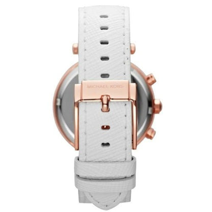 Michael Kors Mk2281 Ladies Parker Rose Gold White Leather Chronograph Watch