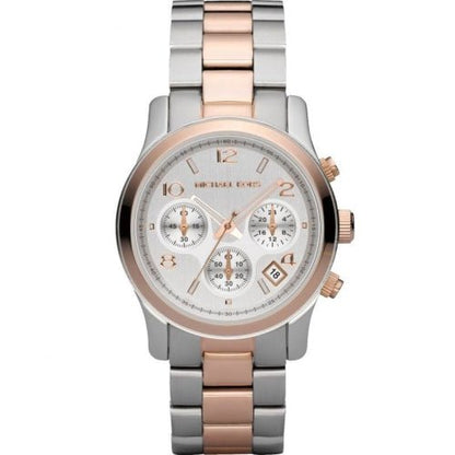 Michael Kors Mk5315 Ladies Runway Silver Rose Gold Chronograph Watch