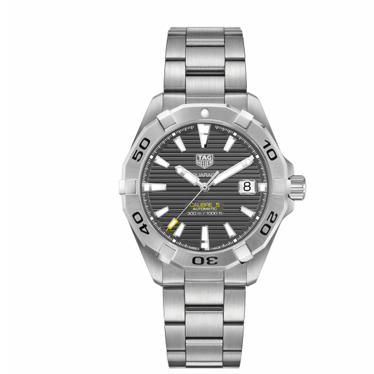 Tag Heuer Aquaracer Calibre 5 Grey Dial Silver Steel Strap Watch For Men Wbd2113 Ba0928