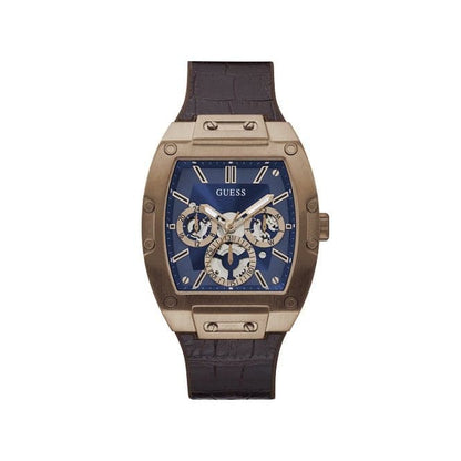 Guess Watches Phoenix Gents Rose Tone Leather Strap Watch Gw0202g2