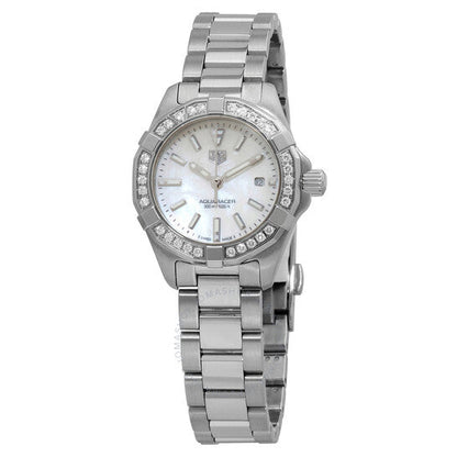 Tag Heuer Aquaracer Diamonds Mother Of Pearl White Dial Silver Steel Strap Watch For Women Wbd1413 Ba0741