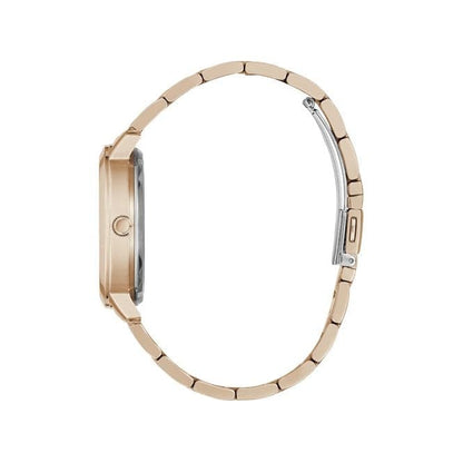Guess Watches Quattro Clear Ladies Trend Rose Gold Stainless Steel Watch Gw0300l3