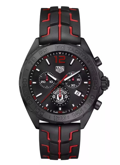 Tag Heuer Formula 1 Quartz Chronograph 43mm Mens Watch Stainless Steel Case With Black Rubber Strap Black Dial