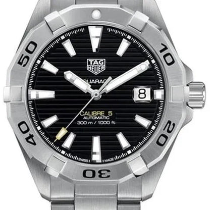 Tag Heuer Aquaracer Automatic Caliber 5 Black Dial Silver Steel Strap Watch For Men Wbd2110 Ba0928