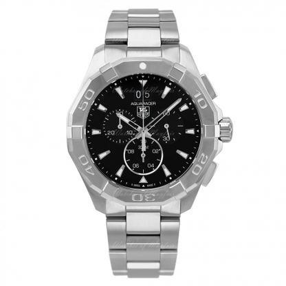Tag Heuer Aquaracer Quartz Chronograph Black Dial Silver Steel Strap Watch For Men Cay1110 Ba0927