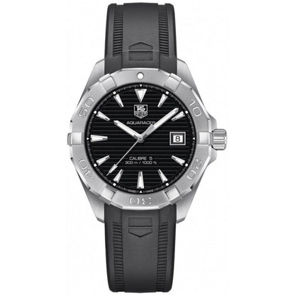 Tag Heuer Aquaracer Automatic Caliber 5 Black Dial Black Rubber Strap Watch For Men Way2110 Ft8021