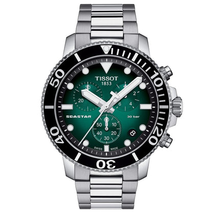 Tissot Chronograph Mens Watch Seastar 1000 Green T1204171109101